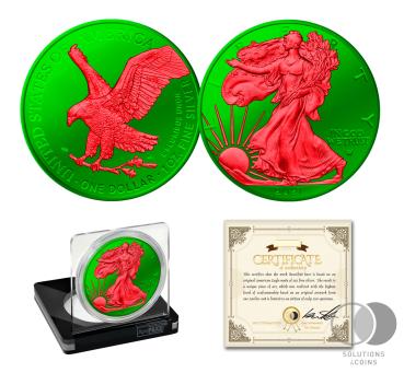 1 Unze American Eagle 2021 Double Space Serie Typ 2 - Grün Rot